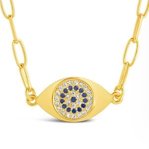 Sterling ForeverWilda Evil Eye Pendant Necklace 14 k NWT 16”-(2”